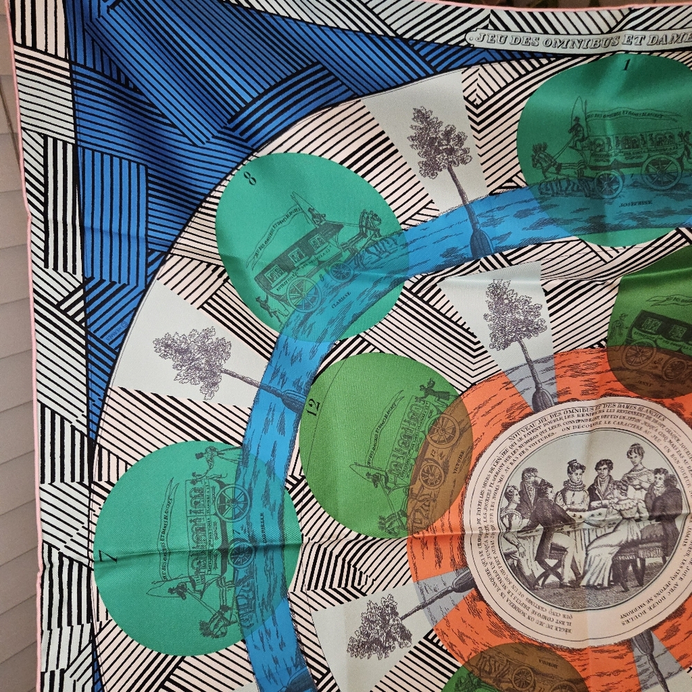 Hermes Jeu des Omnibus et Dames Blanches Silk Scarf - Picture 3 of 15